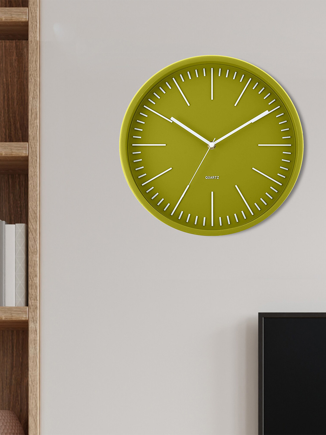 Buy HomeTown Green & White Colourblocked Contemporary Wall Clock