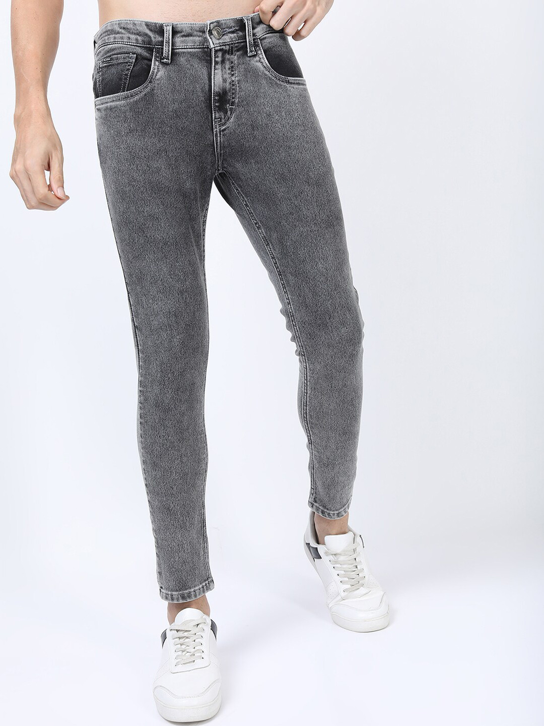 Buy HIGHLANDER Men Grey Tapered Fit Clean Look Stretchable Jeans