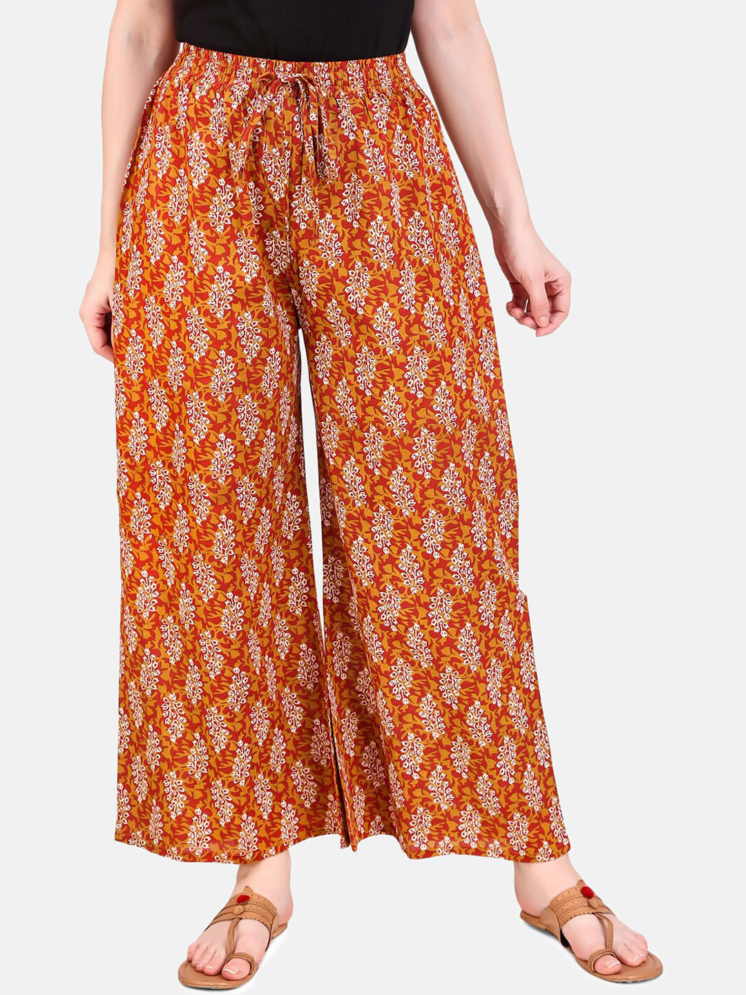 Clover Cotton Trousers  - Aya Orange Blockprint