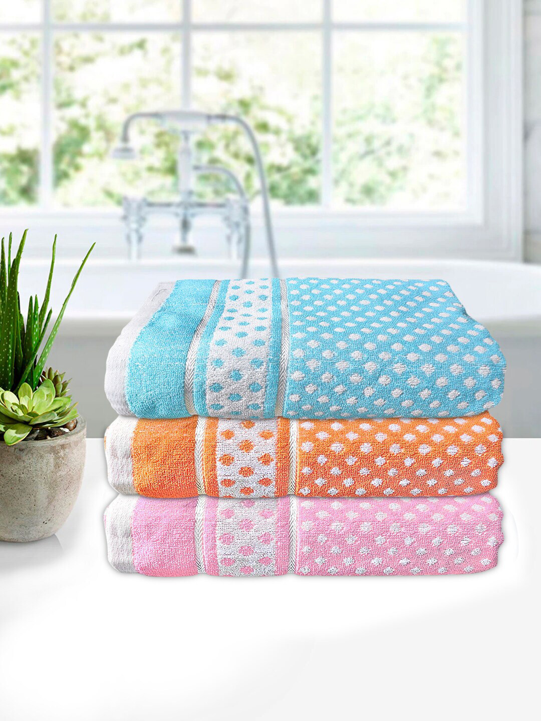 Buy Kuber Industries Set Of 3 Printed 400 GSM Pure Cotton Bath Towels