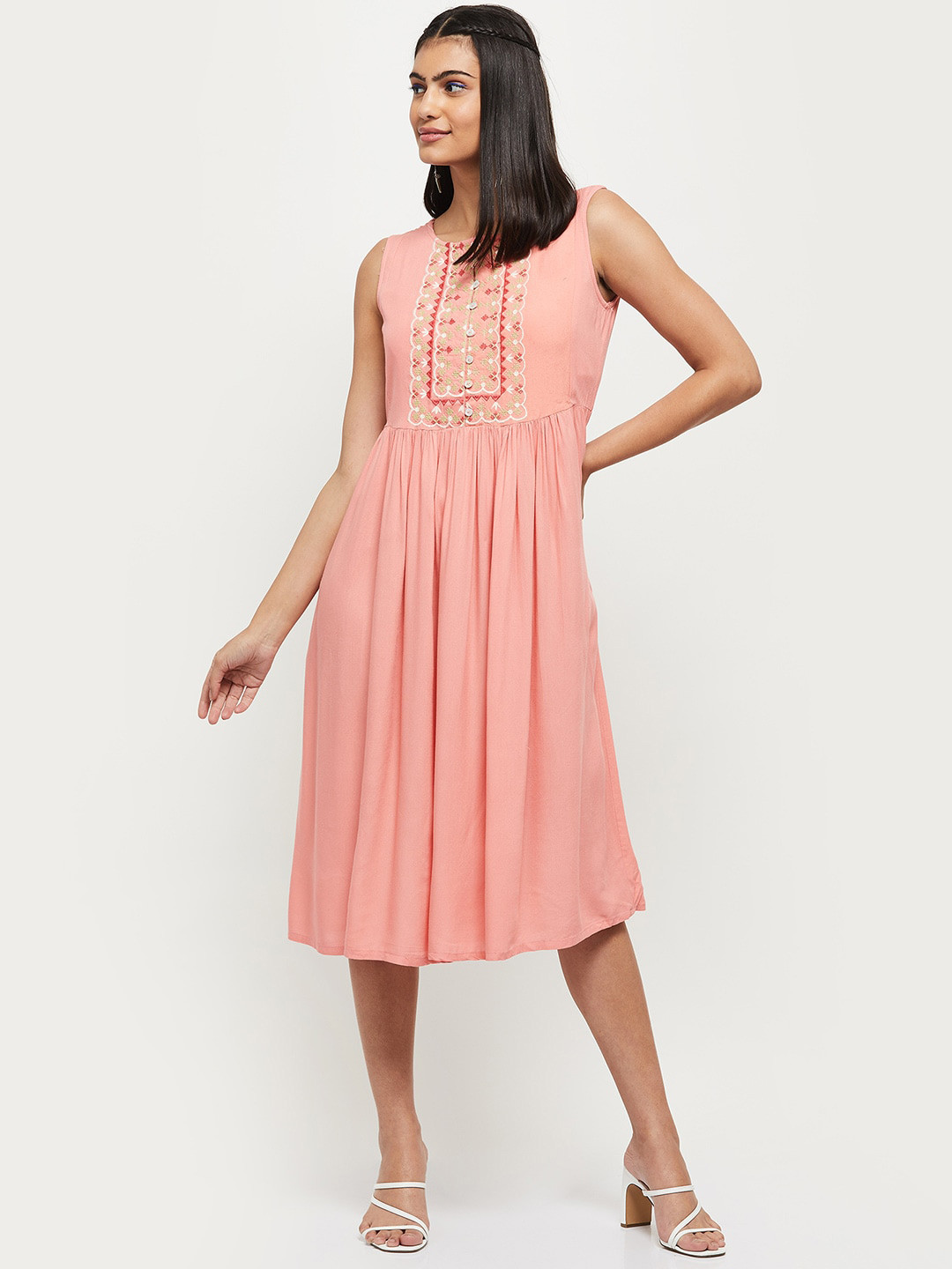 Buy Max Pink Midi Dress Ethnic Dresses for Women 17907574 Myntra