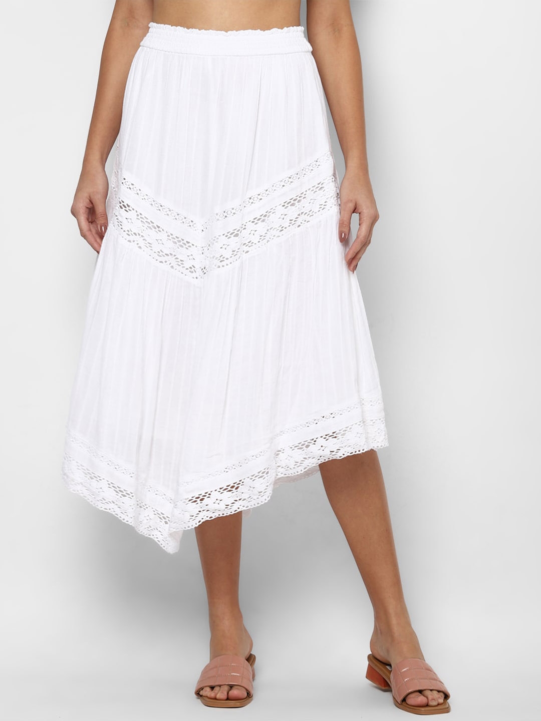 Buy AMERICAN EAGLE OUTFITTERS Women White Self Design Midi Skirt