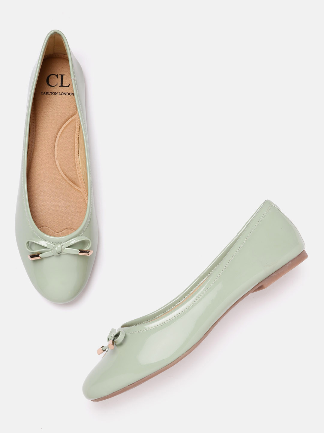 Buy Carlton London Women Mint Green Ballerinas With Bows Flats for
