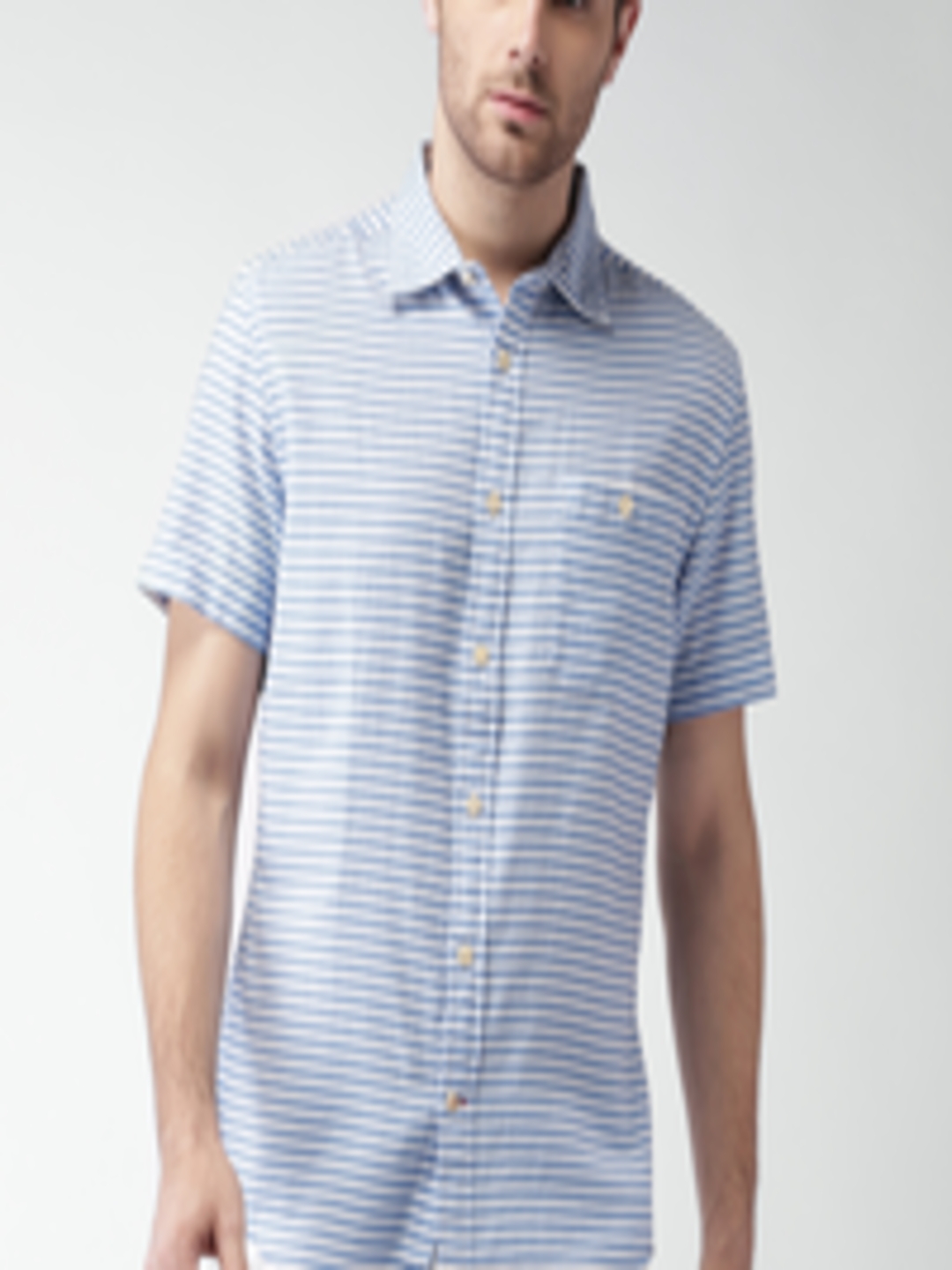 Buy Tommy Hilfiger Men Blue & White Striped Casual Shirt - Shirts for ...