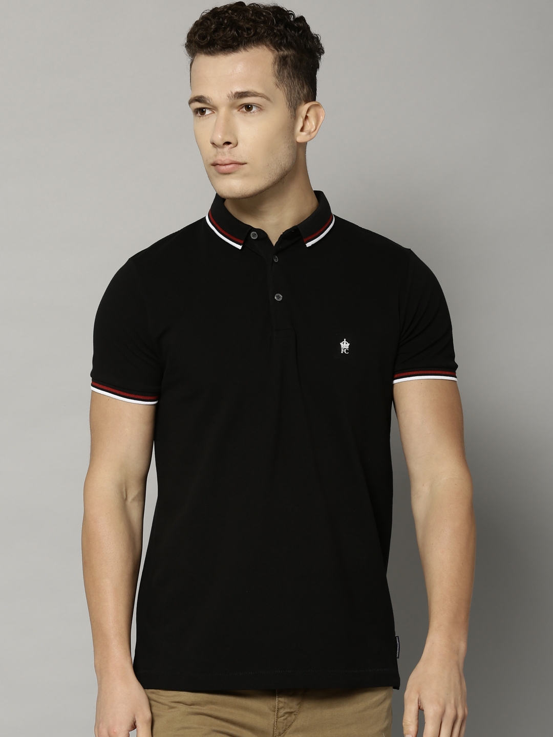 Buy French Connection Men Black Solid Polo T Shirt - Tshirts for Men ...