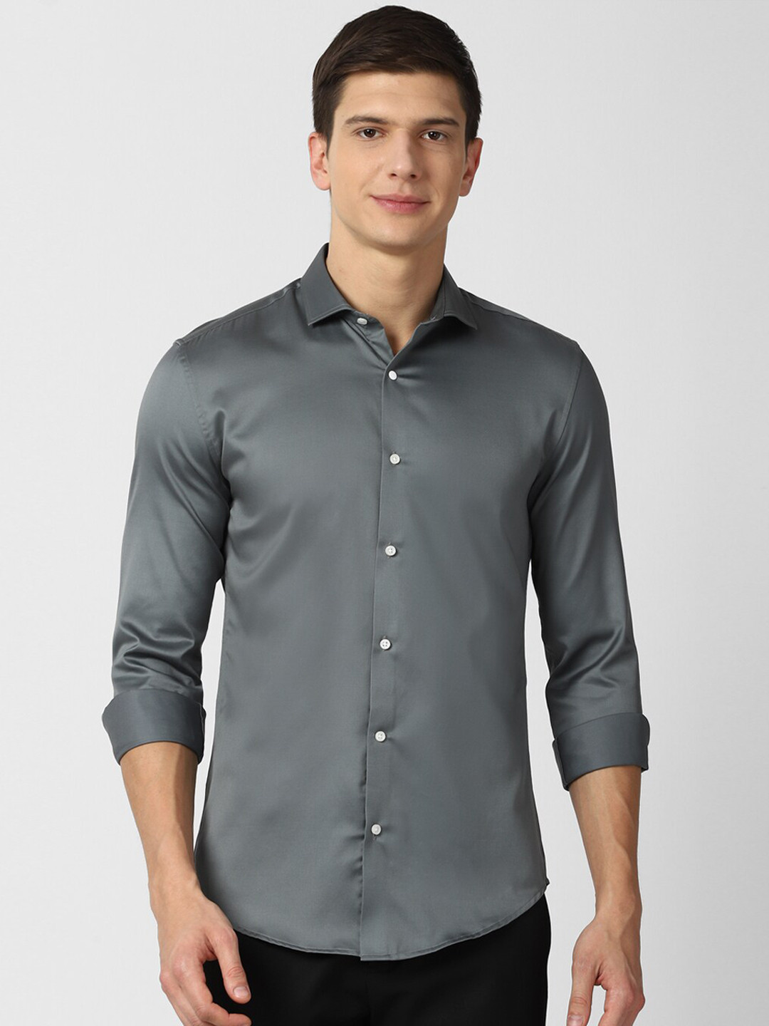 Buy Peter England Men Grey Slim Fit Casual Shirt Shirts for Men