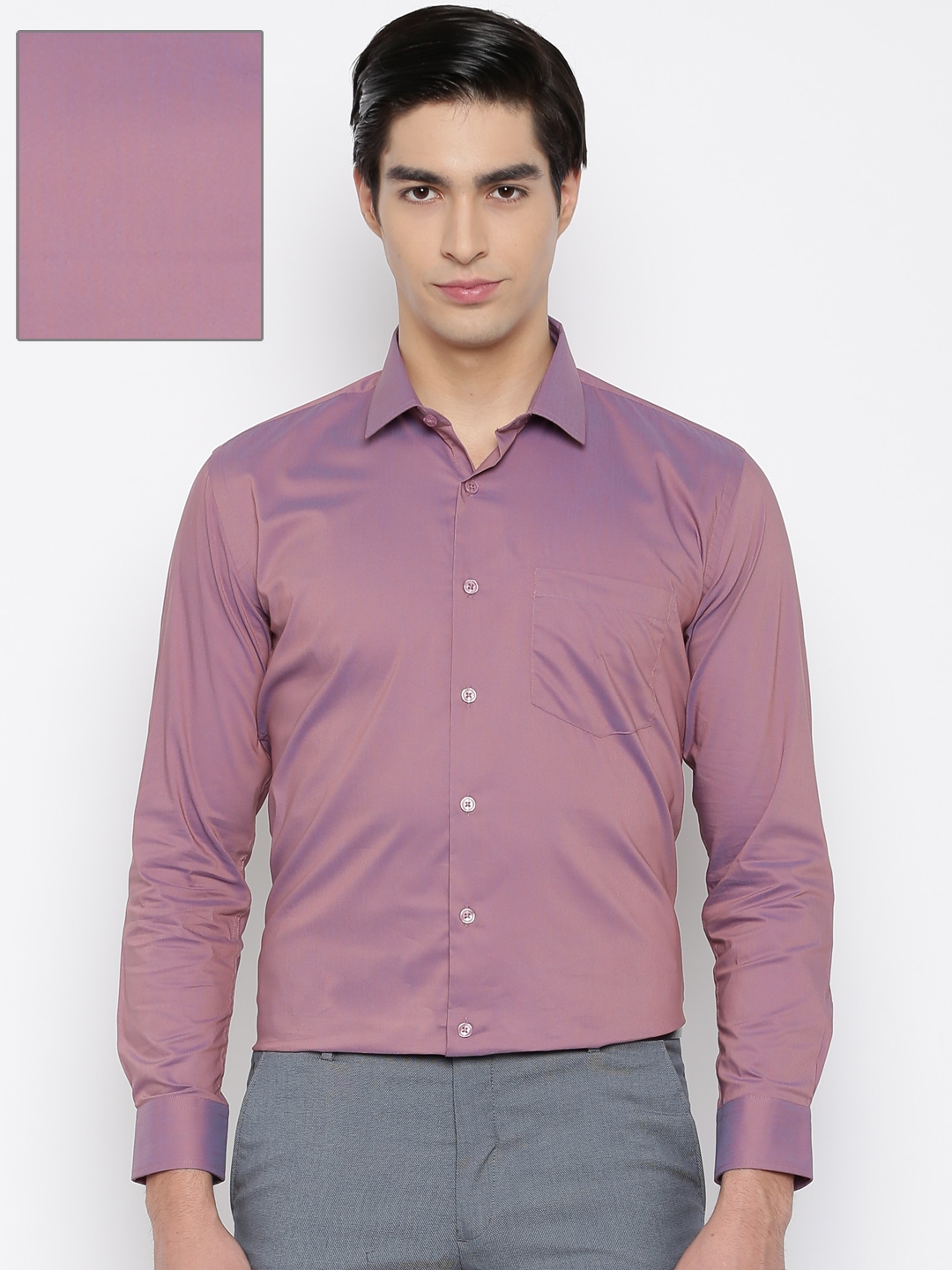 Buy John Miller Men Pink & Purple Two Toned Slim Fit Solid Formal Shirt