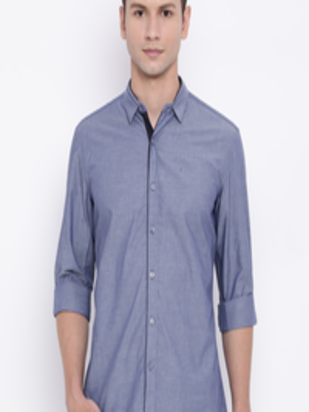 Buy Indigo Nation Men Blue Slim Fit Solid Casual Shirt - Shirts for Men ...