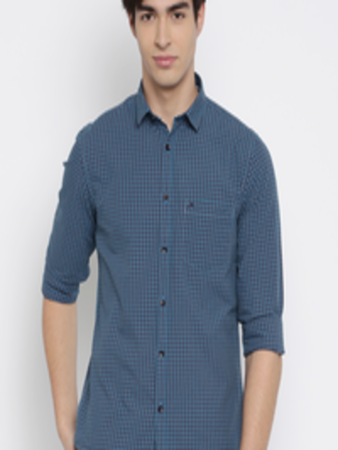 Buy John Miller Hangout Blue Slim Fit Checked Casual Shirt - Shirts for ...