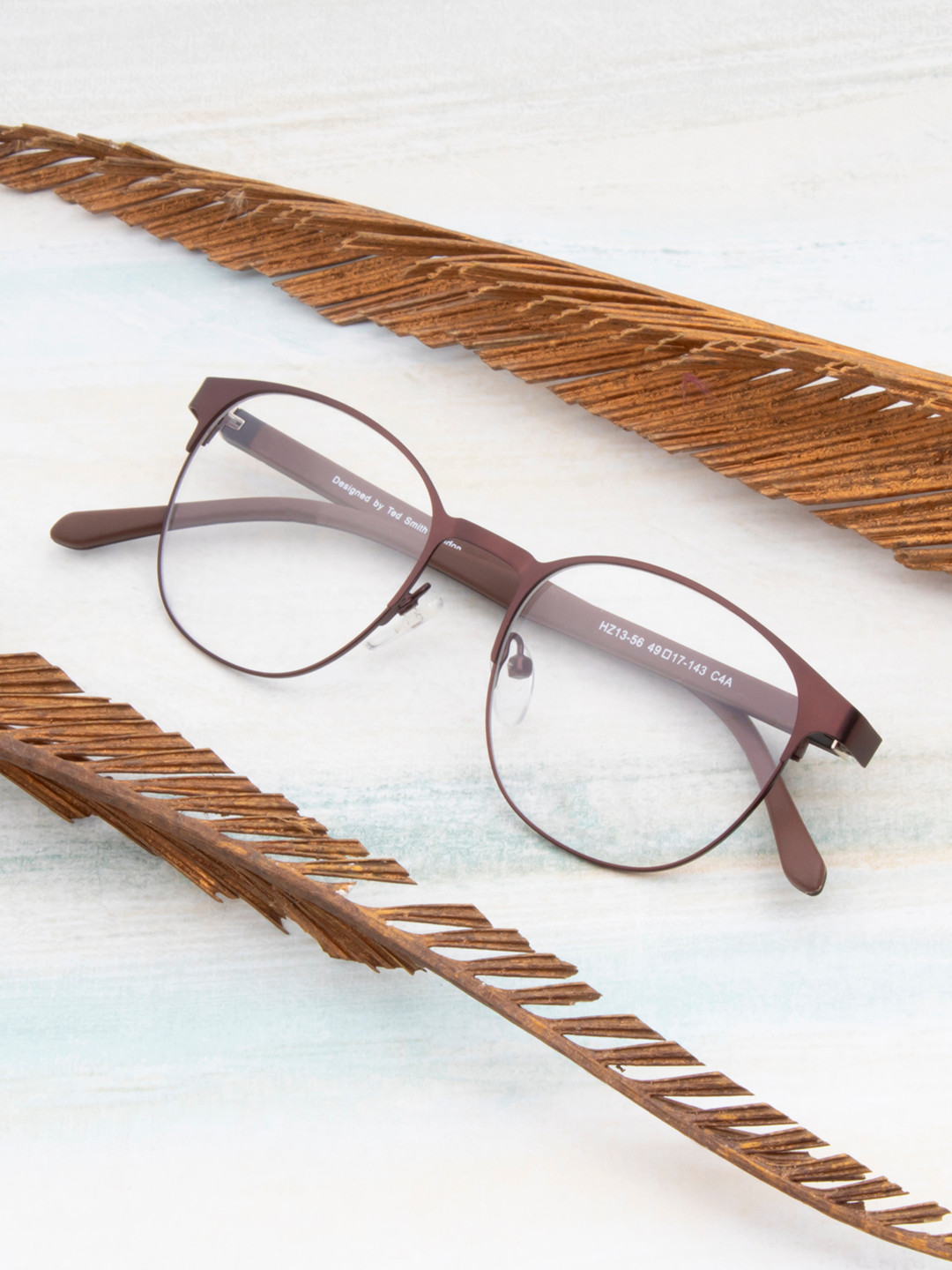 Buy Ted Smith Unisex Brown Half Rim Round Frames Eyeglasses - Frames ...