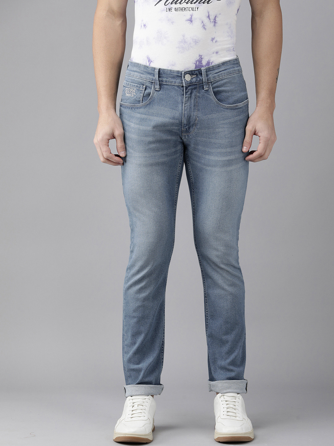 Buy U.S. Polo Assn. Denim Co. Men Blue Slim Fit Light Fade Stretchable ...