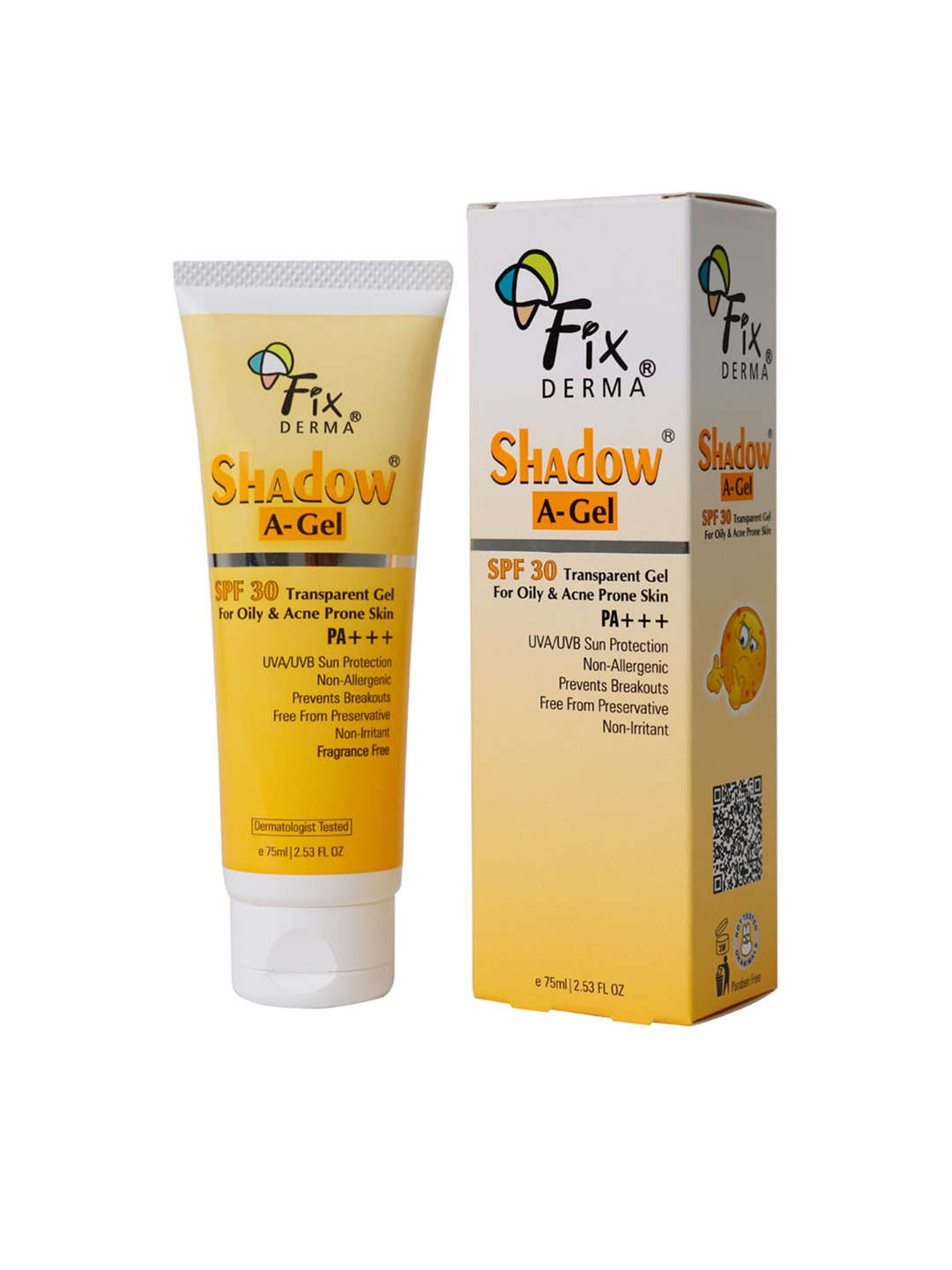 Buy FIXDERMA Shadow A Gel SPF 30 Non Oily Sunscreen For Acne Prone Skin 75ml Face Sunscreen