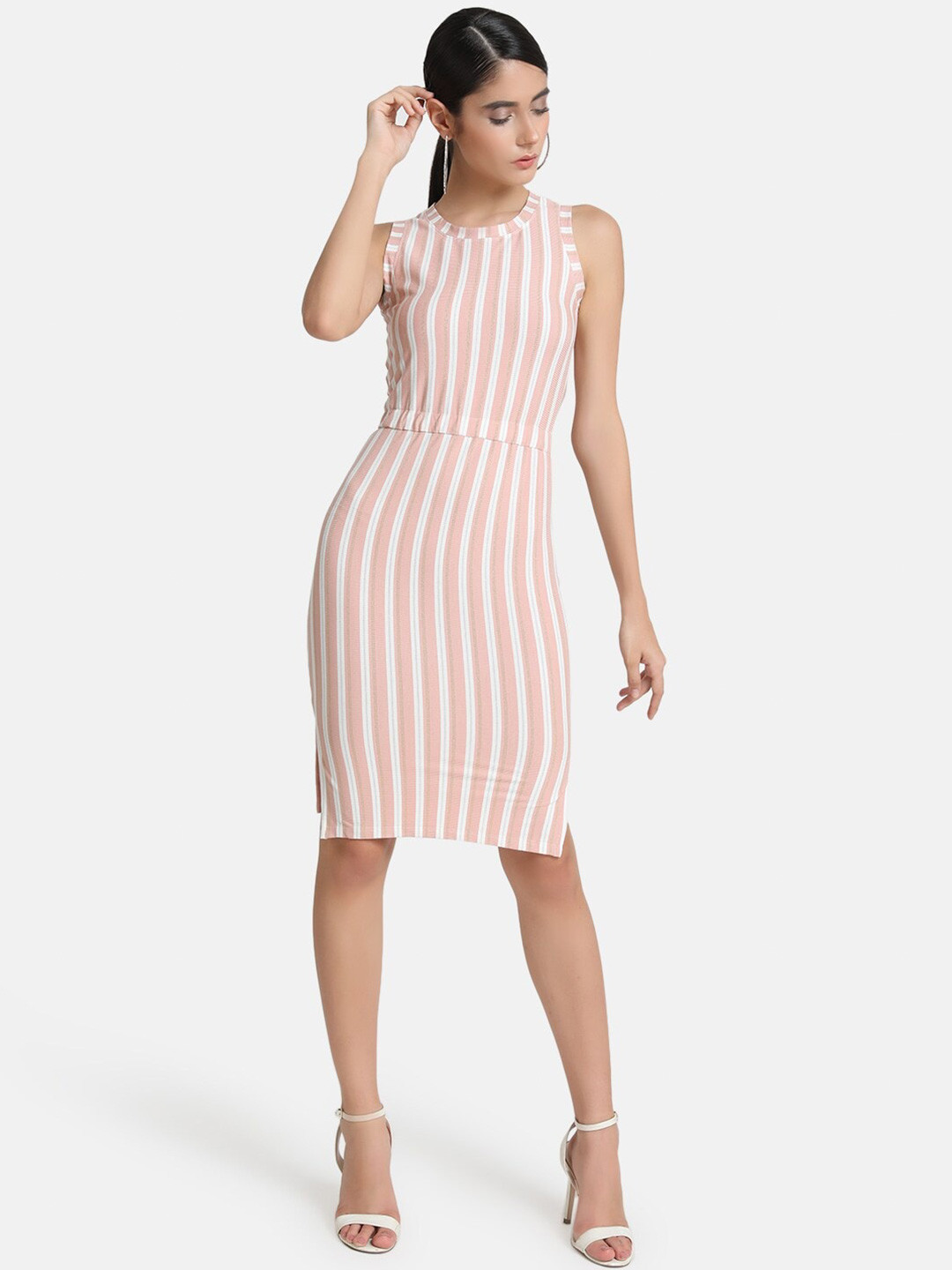 Buy Kazo Pink Striped Sheath Dress Dresses for Women 17924720 Myntra
