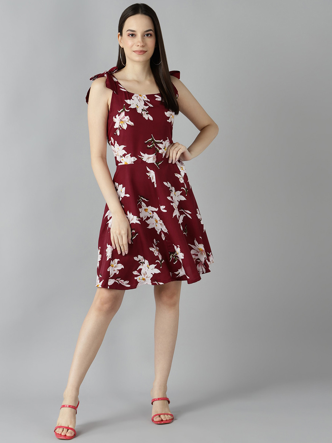 Buy ZNX Clothing Maroon Floral Crepe Dress Ethnic Dresses for Women 17926292 Myntra