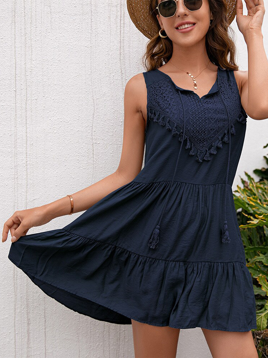 Buy StyleCast Women Navy Blue A Line Dress Dresses for Women 17926812