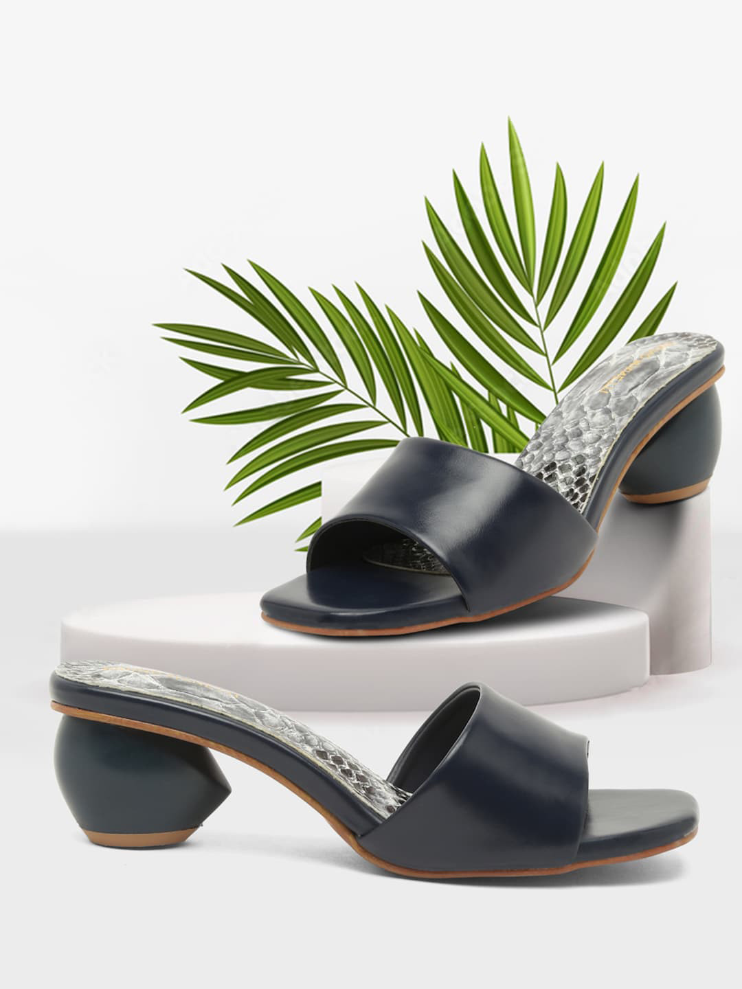 Buy Bruno Navy Blue Solid Block Heels Heels for Women