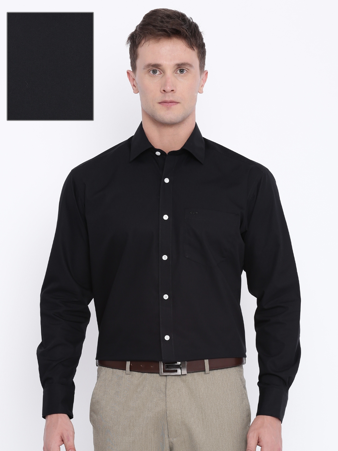 Buy ColorPlus Men Black Solid Casual Shirt - Shirts for Men 1793111 ...