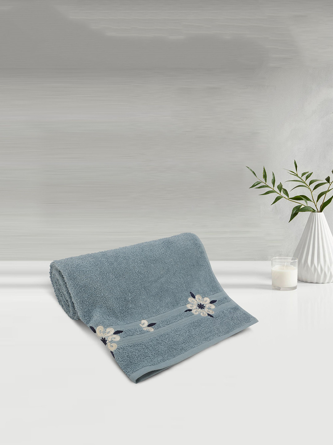 Buy LUSH & BEYOND Blue Solid 500 GSM Pure Cotton Bath Towels Bath