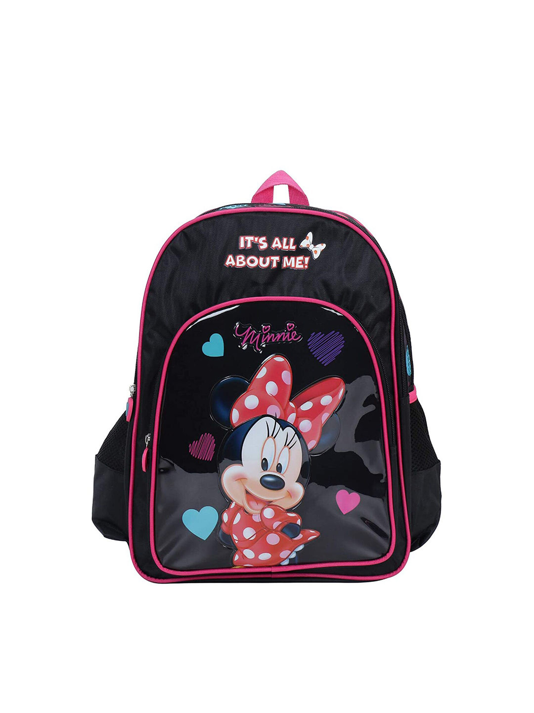 Buy Disney Kids Black & Pink Backpack With Compression Straps