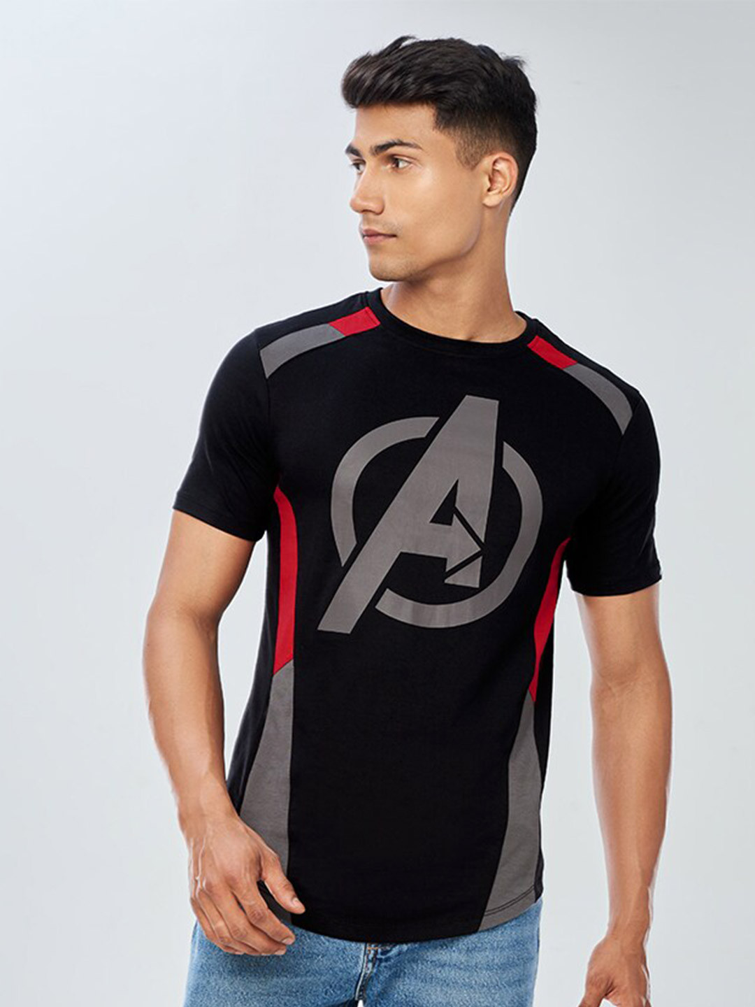 Avengers Black Easy Fit Round Neck Men's T-Shirt by Being Human Clothing