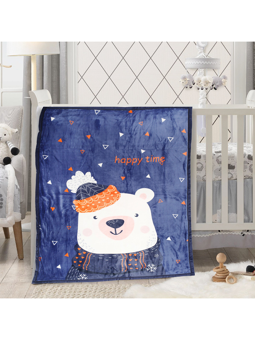 Buy Baby Moo Blue & White Cartoon Characters Heavy Winter 210 GSM