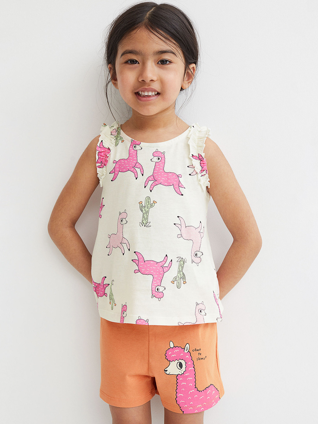 Buy H&M Girls Orange & White 2 Piece Cotton Set Clothing Set for