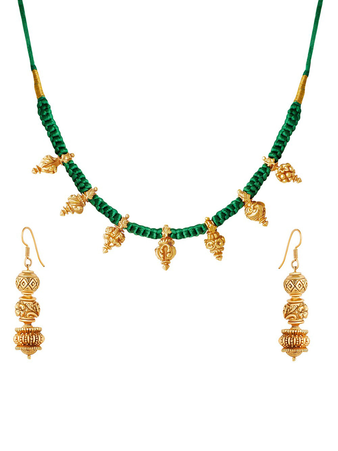 Buy GIVA Sterling Silver 18 K Gold Plated & Green Jewellery Set