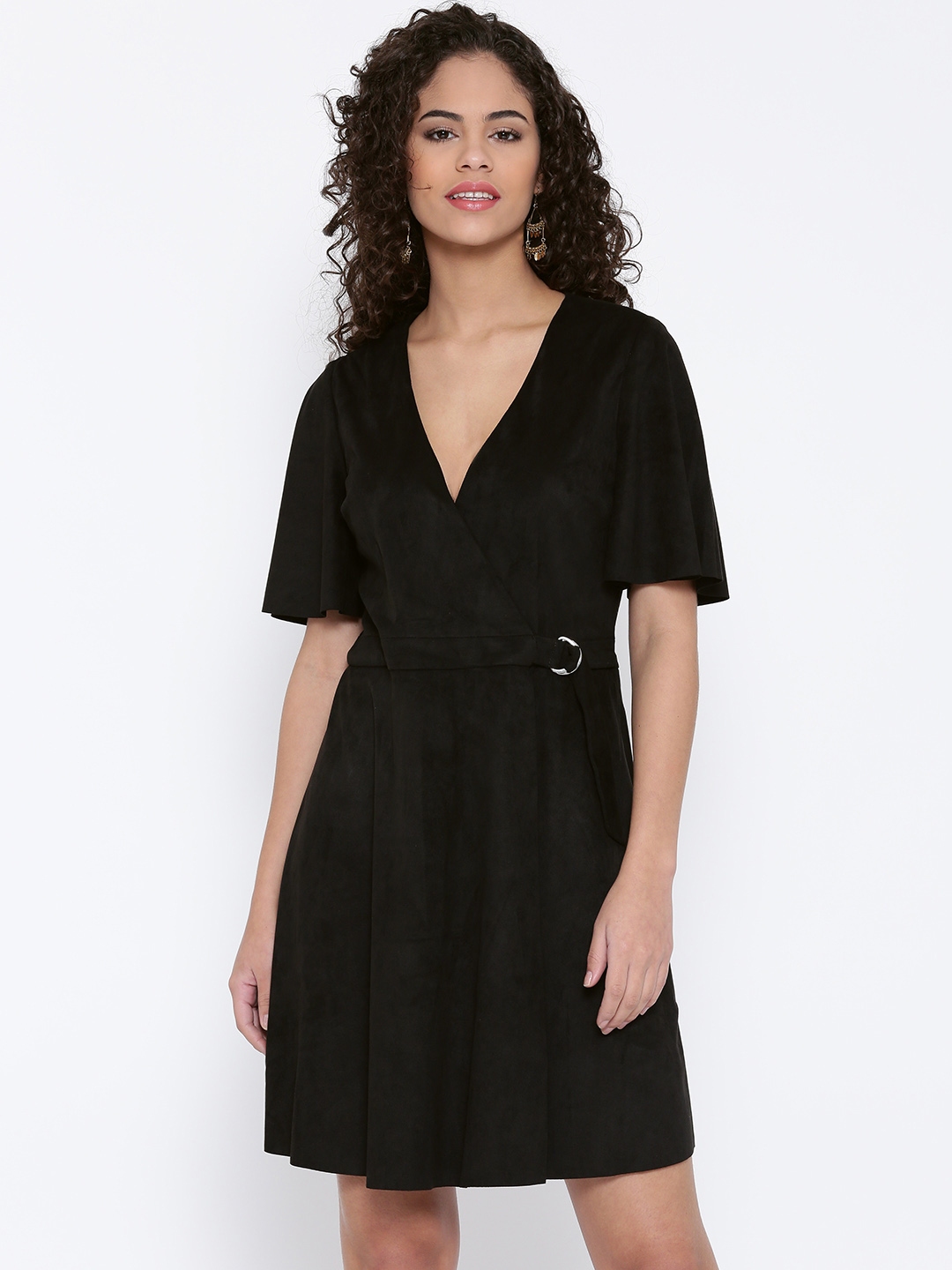 Buy MANGO Women Black Solid Wrap Dress Dresses for Women 1794344 Myntra