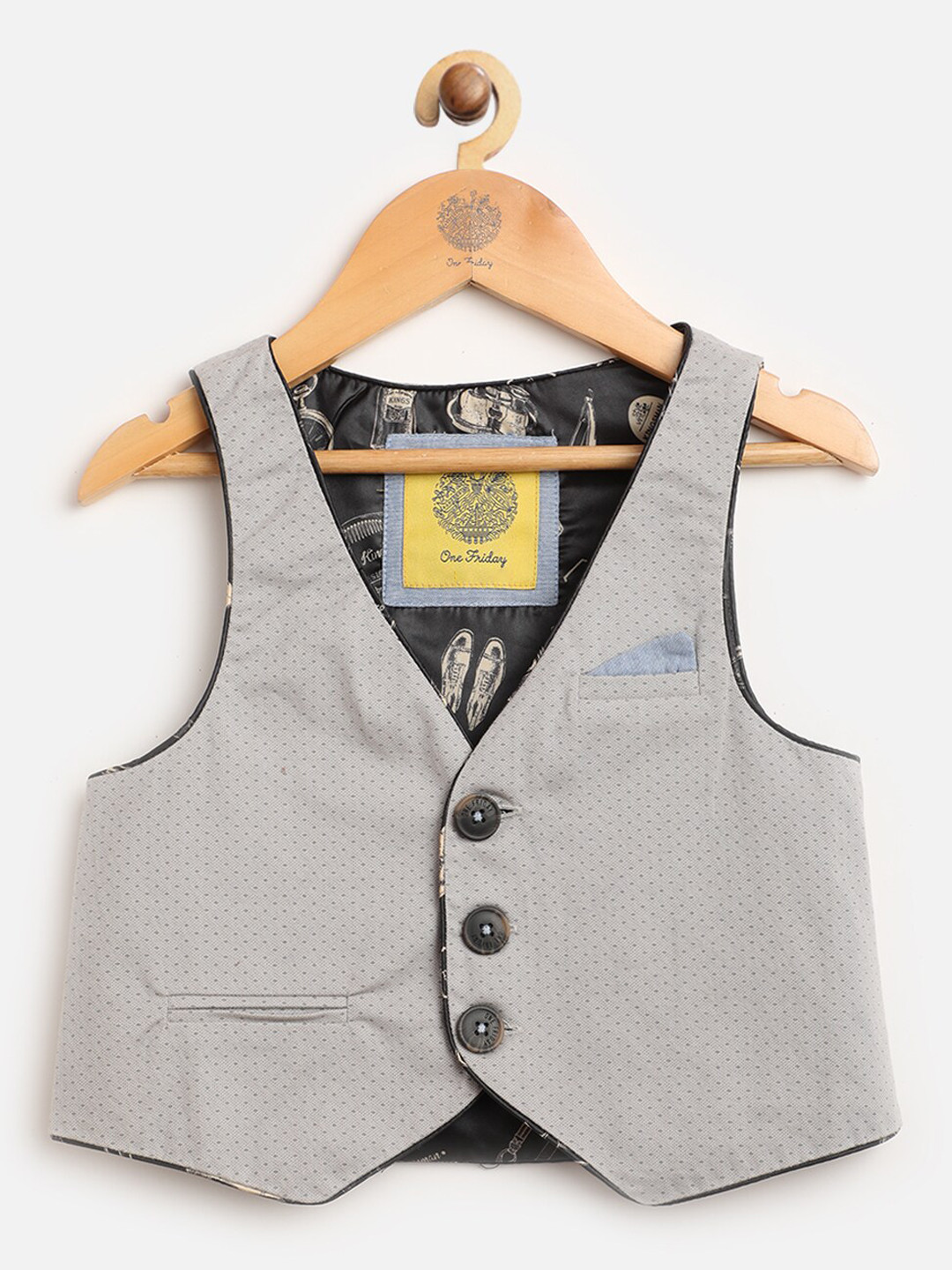 Buy One Friday Boys Grey Melange Waistcoat Waistcoat for Boys
