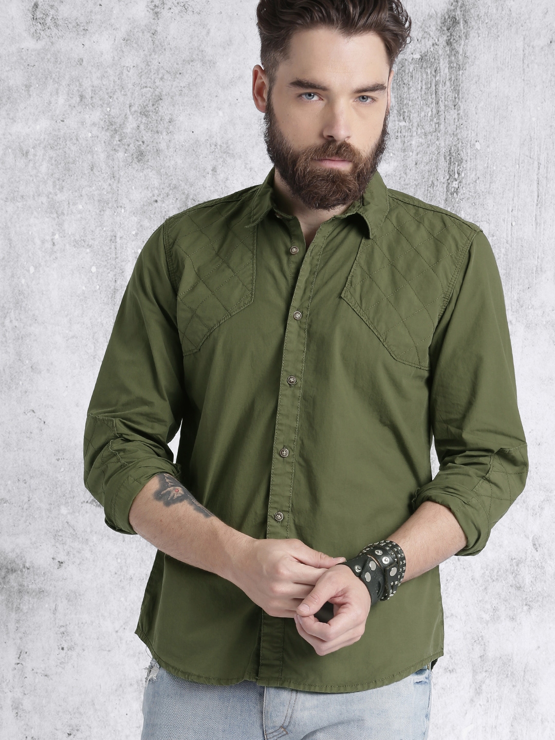 Buy RDSTR Men Olive Green Solid Casual Shirt - Shirts for Men 1794492 ...