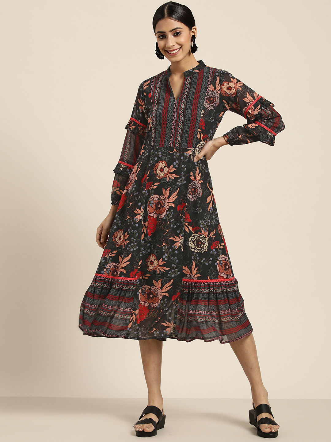 Floral Sangria Midi Dress