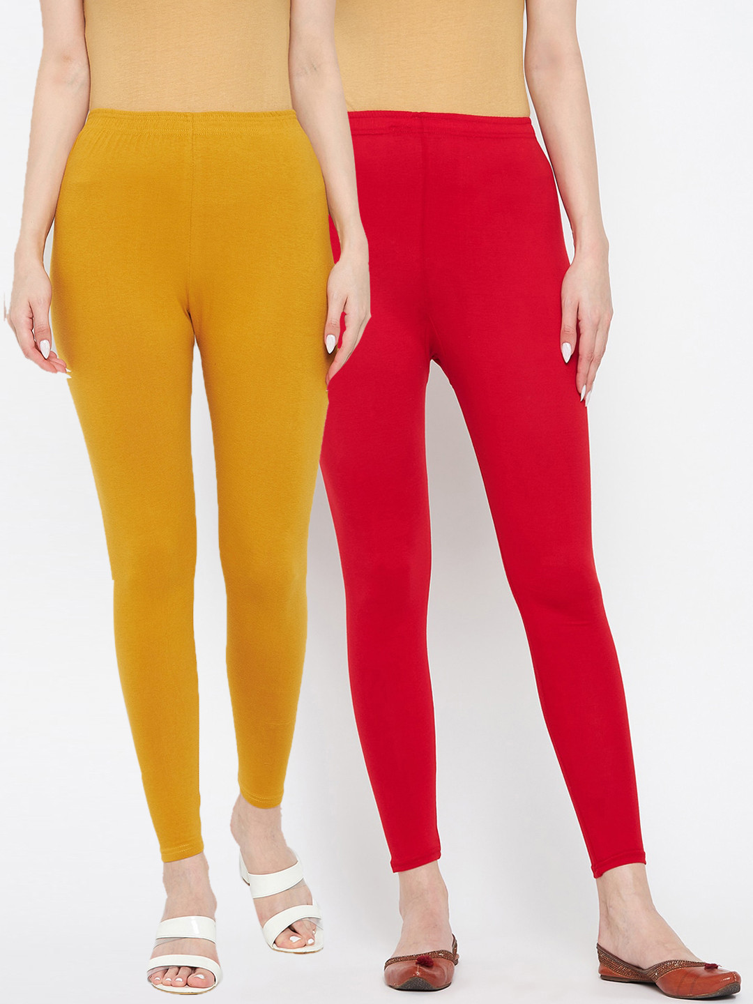 Buy Clora Creation Women Pack Of 2 Solid Ankle Length Leggings