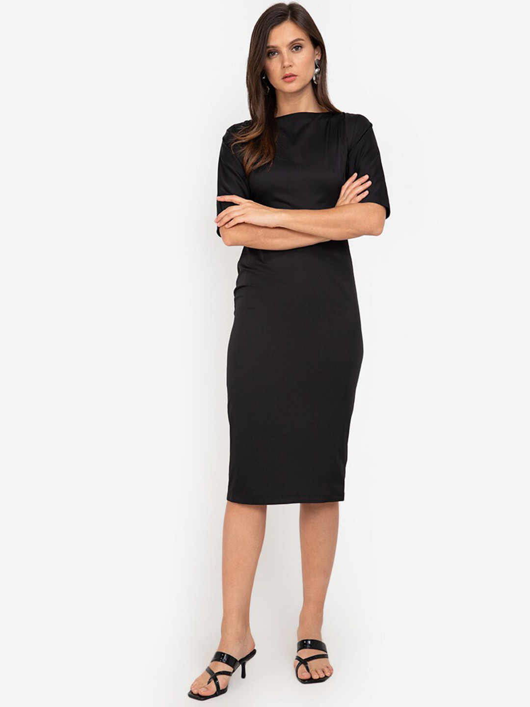 Buy ZALORA WORK Black Solid Bodycon Dress Dresses for Women 17946526