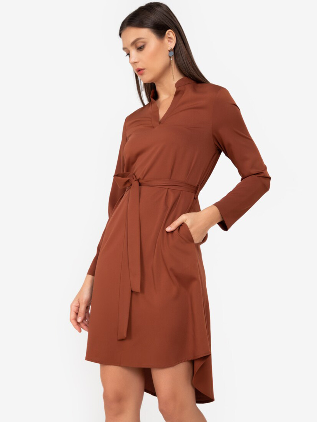 Buy ZALORA WORK Brown High Low Sheath Mini Dress Dresses for Women