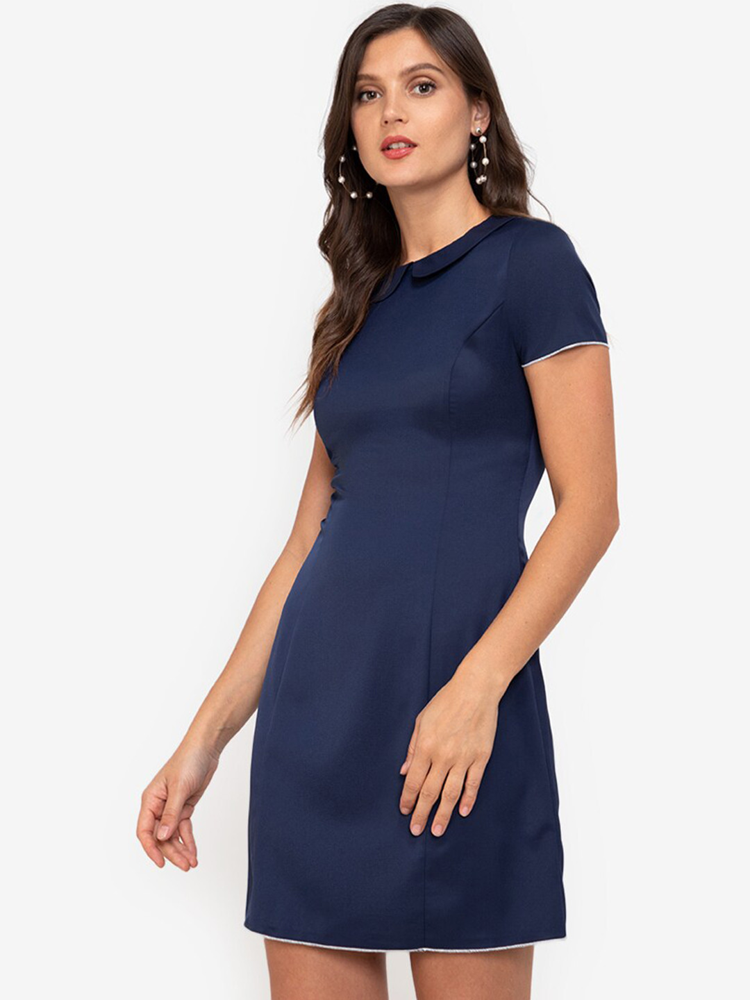 Buy ZALORA WORK Navy Blue Peter Pan Collar Sheath Formal Dress