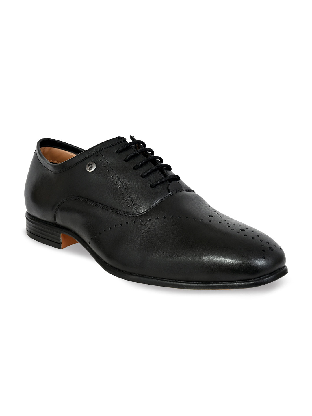 Buy Allen Cooper Men Black Solid Leather Formal Oxfords Formal Shoes