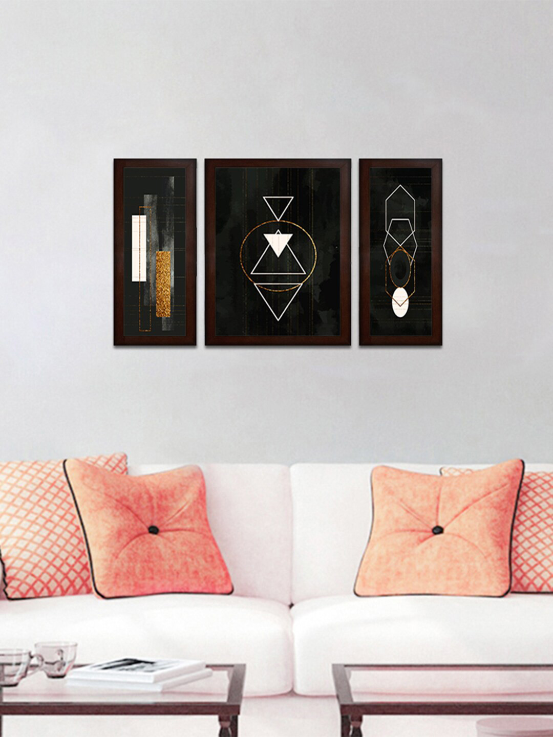 Buy WENS Set Of 3 Black & White MDF Modern Art Wall Painting Wall Art