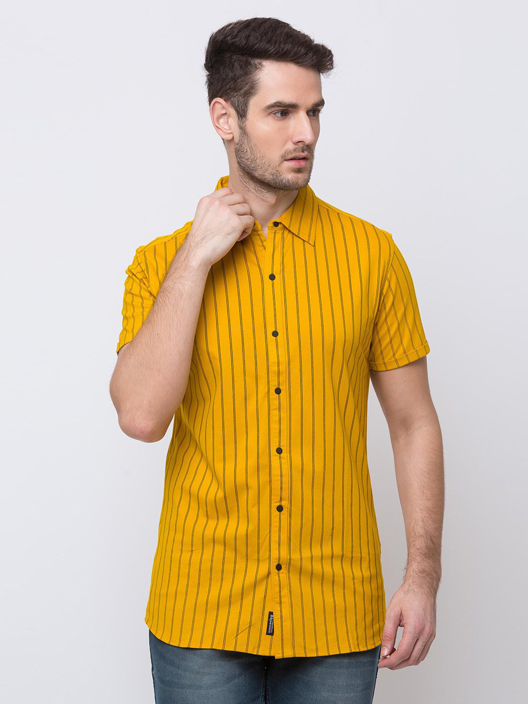 Buy Status Quo Men Yellow Classic Striped Casual Shirt Shirts for Men