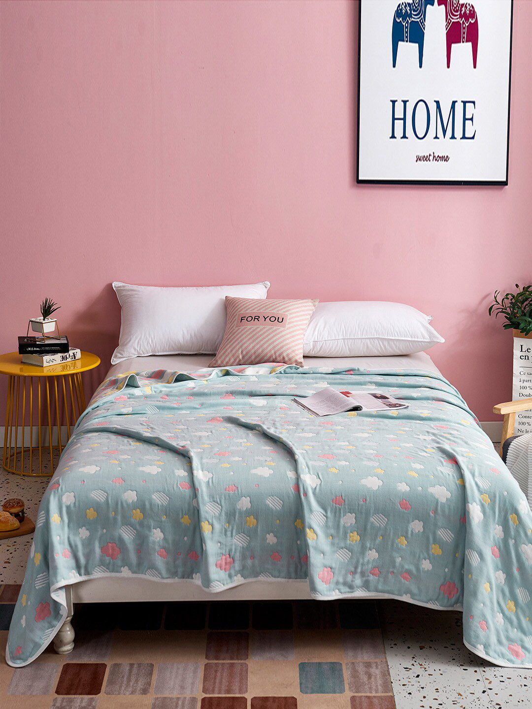 Buy JC HOME Blue & White Summer 350 GSM Single Bed Blanket Blankets