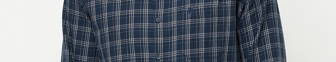 Buy Cantabil Men Navy Blue Classic Checked Cotton Casual Shirt - Shirts ...