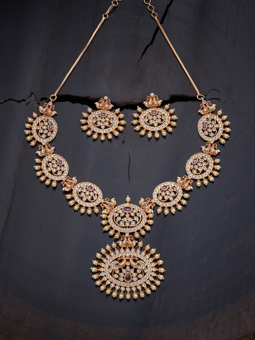 Buy Kushal's Fashion Jewellery Gold Plated Stone Studded Jewellery Set