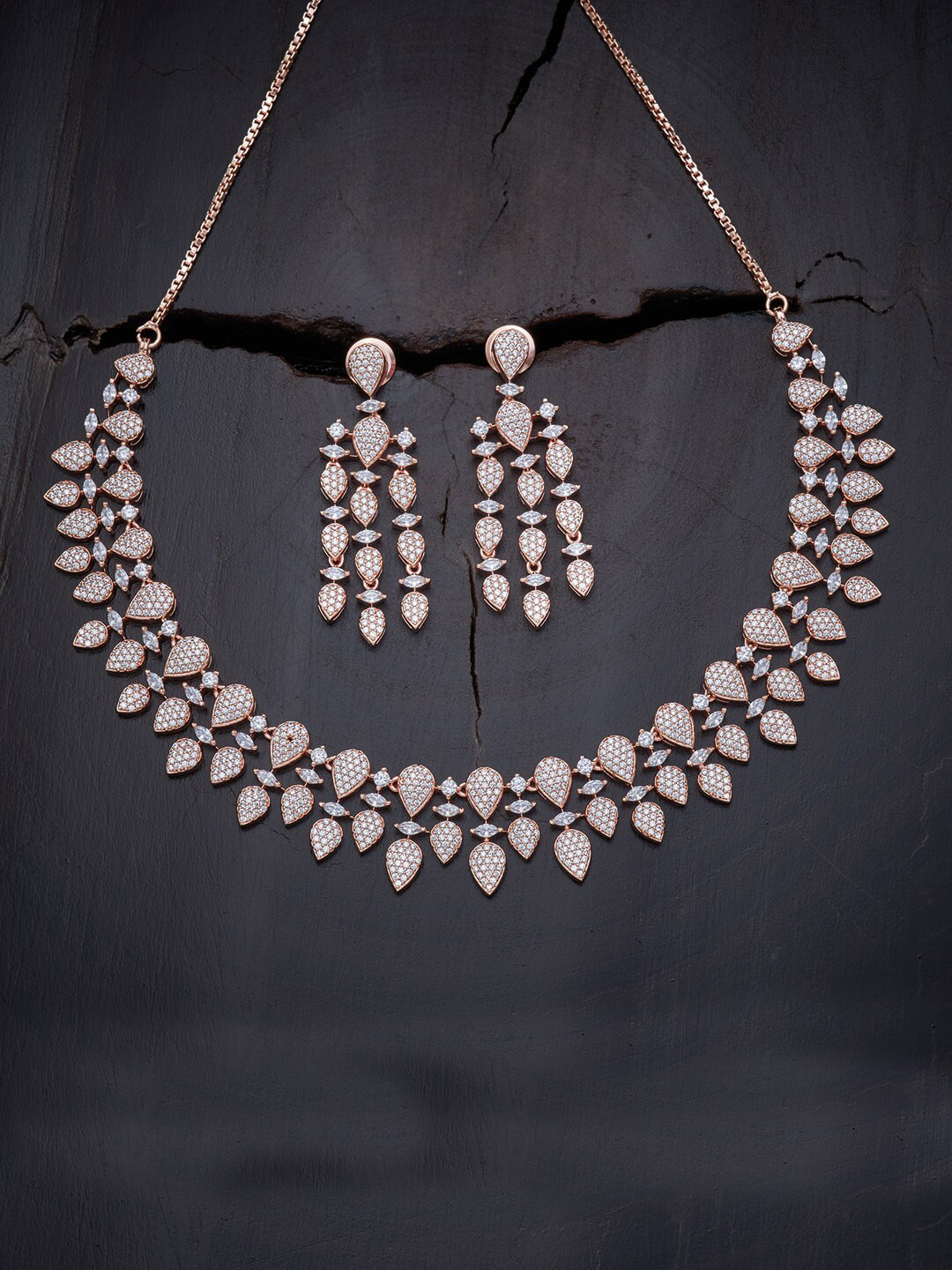 Buy Kushal's Fashion Jewellery Rose Gold Plated CZ Studded Jewellery