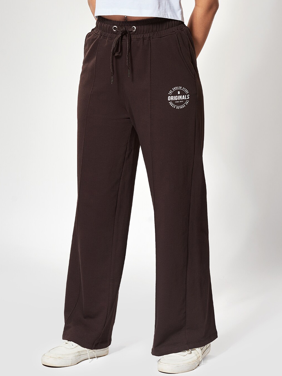 brown flared joggers