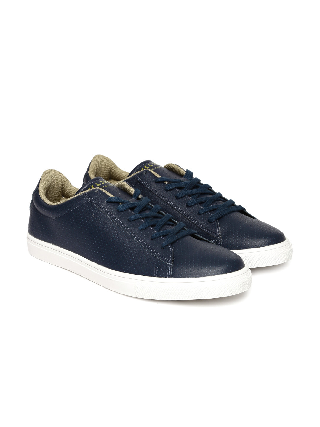 Buy Jack & Jones Men Navy Blue Perforated Sneakers Casual Shoes for