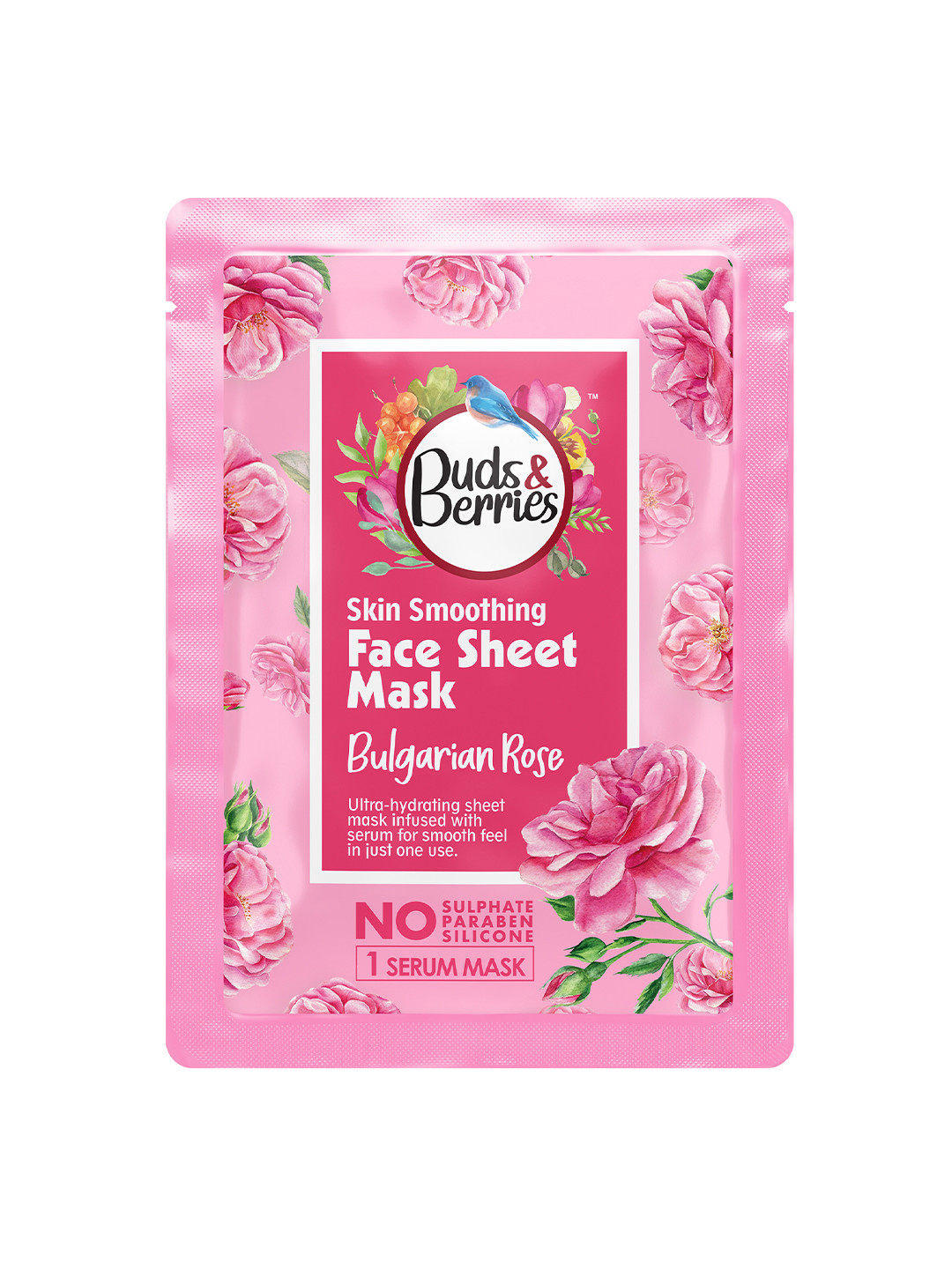 Buy Buds & Berries Skin Smoothing Bulgarian Rose Face Sheet Mask 25 G