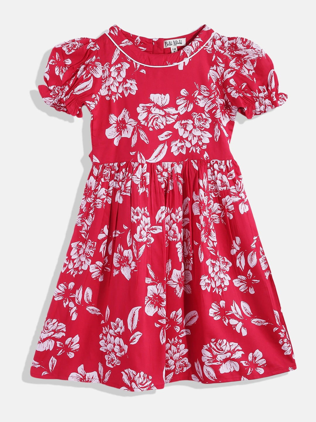 Buy Bella Moda Red Floral Dress 100 Cotton Dresses for Girls