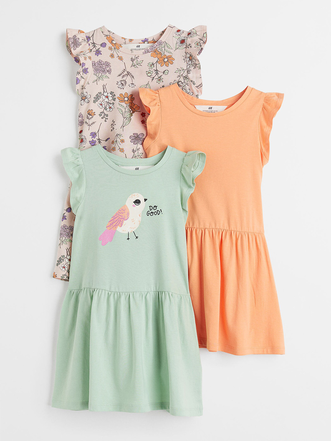 Buy H&M Girls Pack Of 3 Pure Cotton Dresses Dresses for Girls