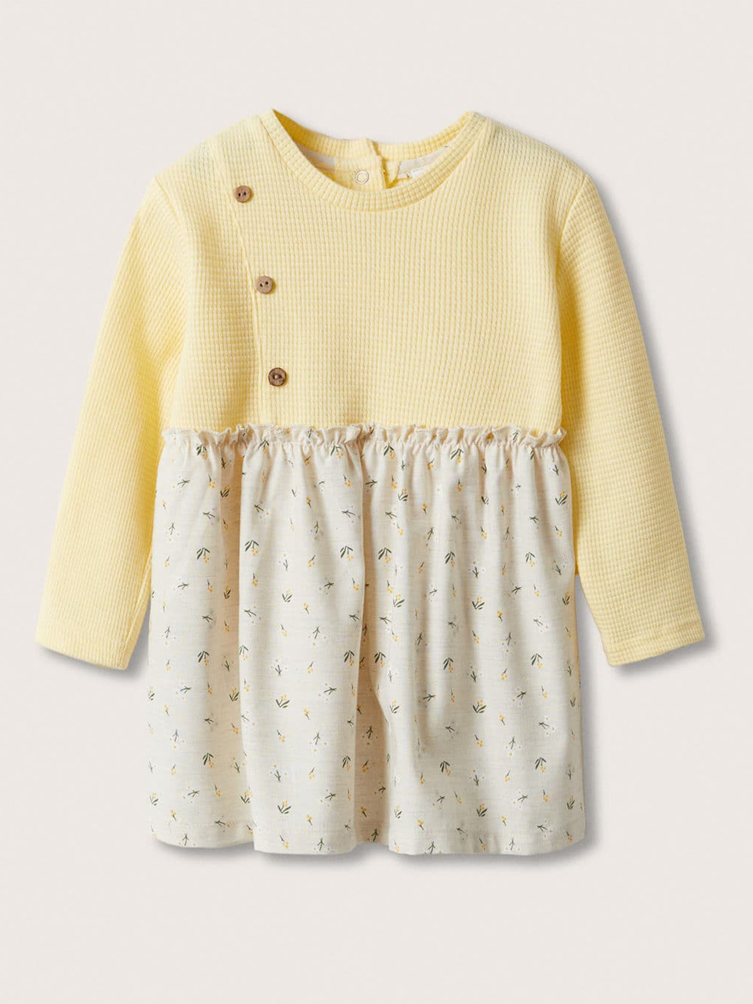 Buy Mango Kids Girls Yellow & Beige Floral Print Pure Cotton Dress Dresses for Girls 17968374