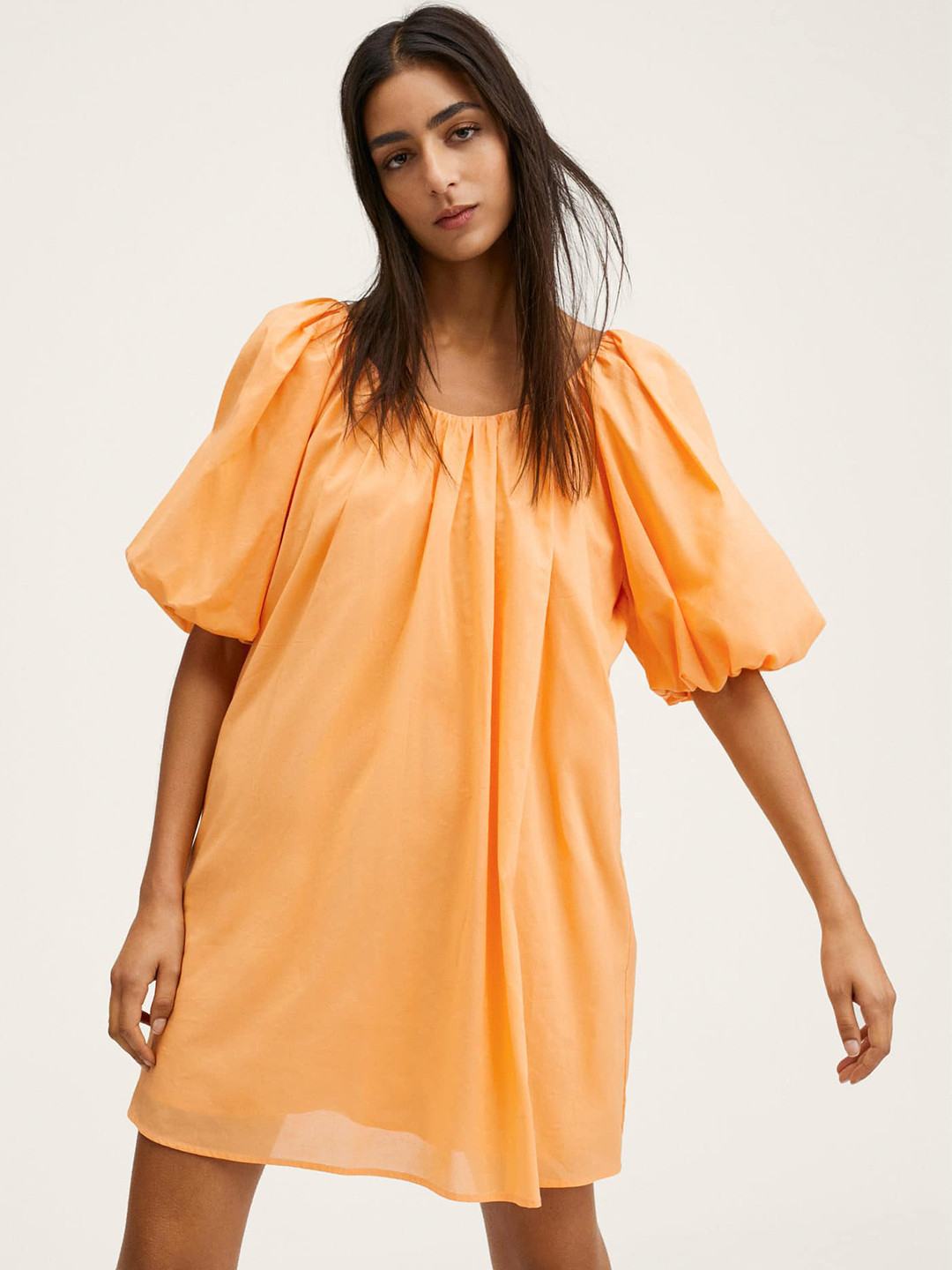 Buy MANGO Orange Solid Cotton A Line Dress Dresses for Women 17968506 Myntra