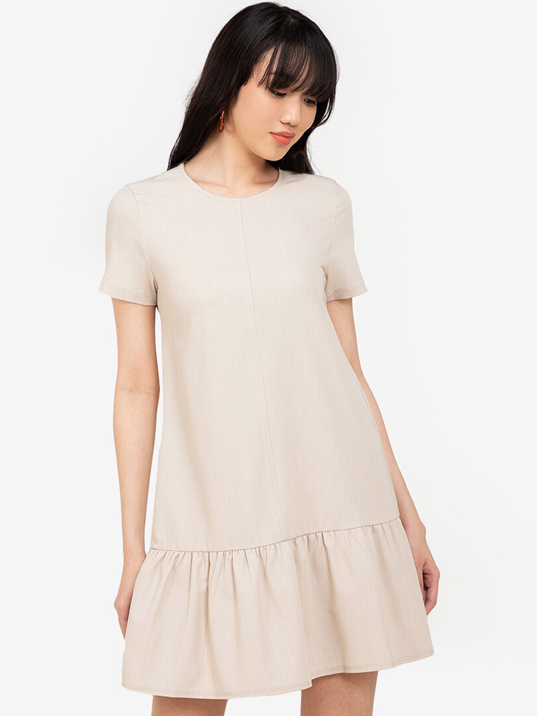 Buy ZALORA BASICS Beige Solid A Line Mini Dress Dresses for Women